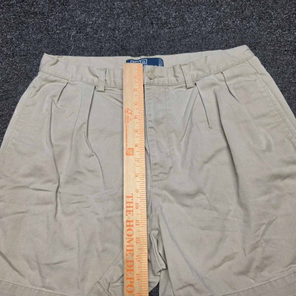 Polo Ralph Lauren Andrew Shorts Khaki Mens 33 Pleated Chino Cotton Tan Preppy